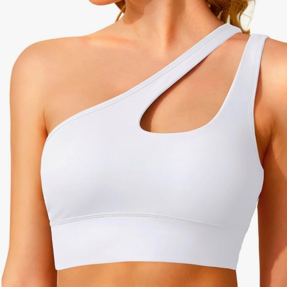 NWT Refuge White One-Shoulder Sportsbra